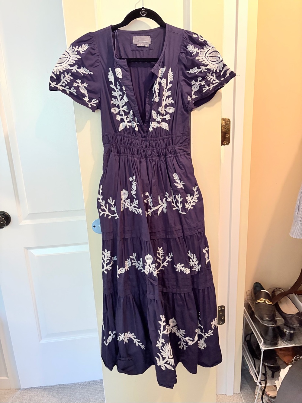 Anthropologie Somerset 100% Cotton Embroidered Maxi Dress